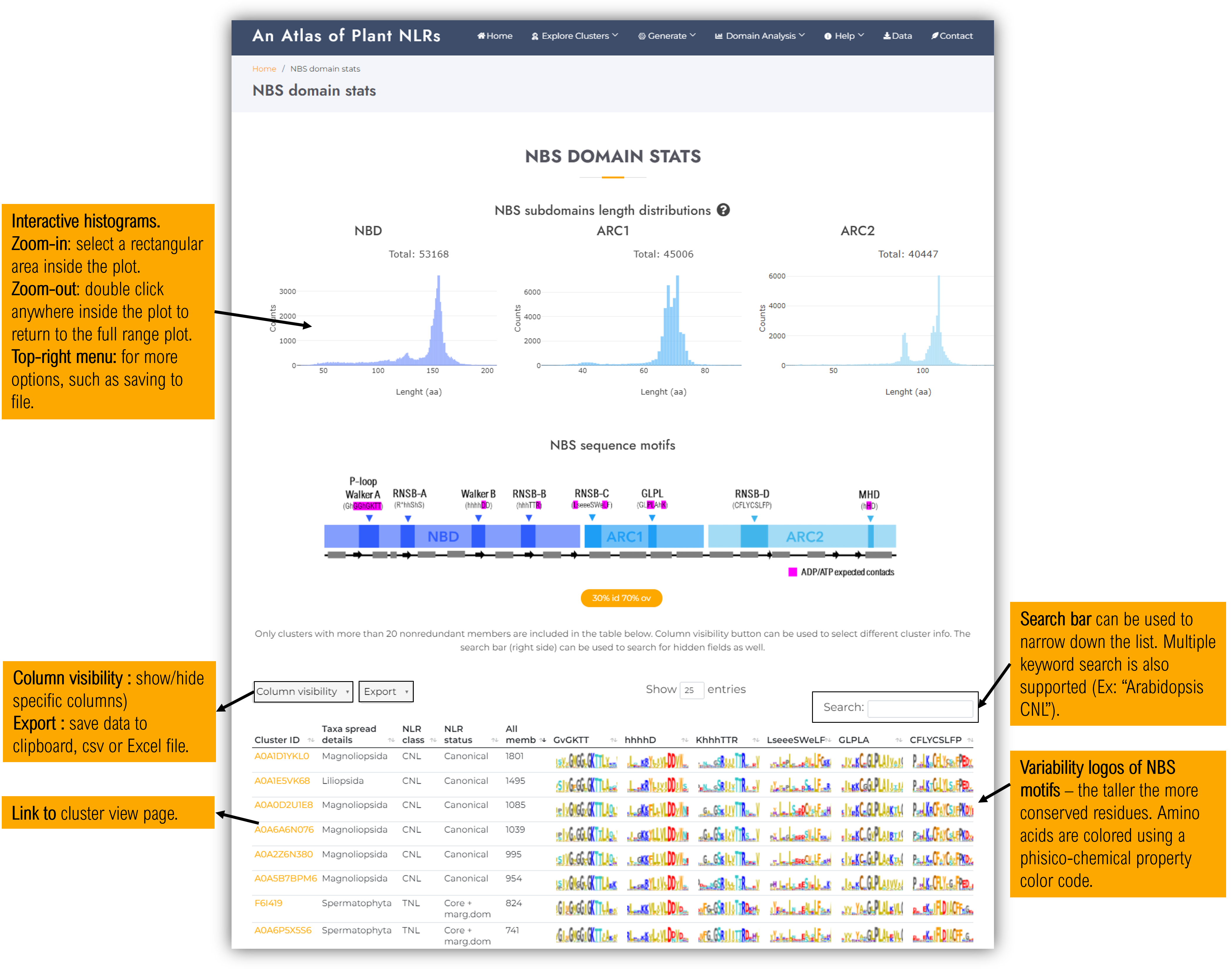 Generate cluster - results page